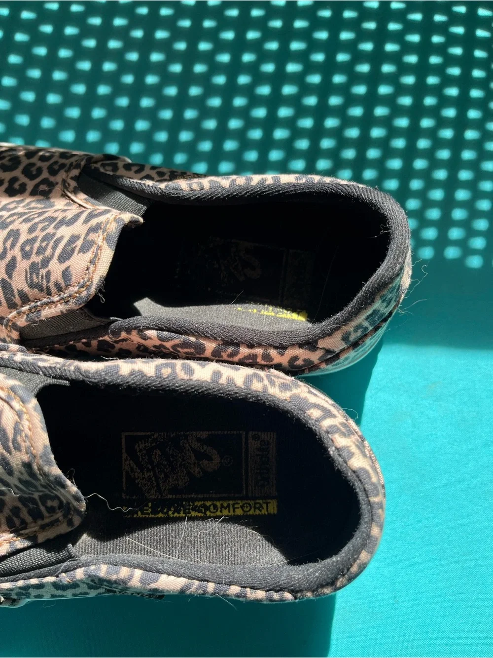 Vans Leopard Print Slip-On Flats - Tan & Black - Picture 4 of 7